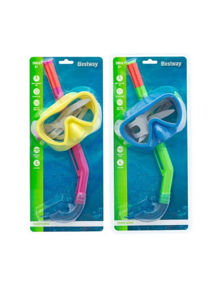 Bestway Ensemble Masque et Tube Junior Valve de Purge Couleur Assortie 7 Ans Plage et Piscine 24032