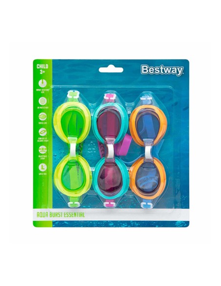Bestway Lunettes de Natation en Silicone Junior Anti-buée Couleur Aléatoire 7 Ans Plage et Piscine 21065