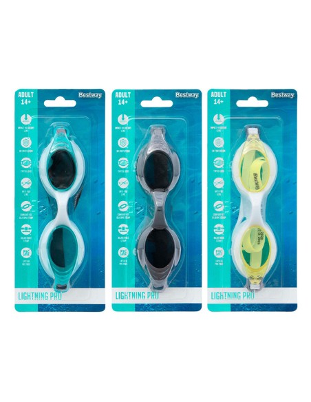 Bestway Lunettes de Natation Enfant Bande Silicone Couleur Assortie Antibuée 3 Ans Plage et Piscine 21110