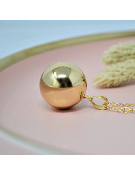 Bola de grossesse or lisse - ANAIS (Chaine semi-perlée/cristal blanc)